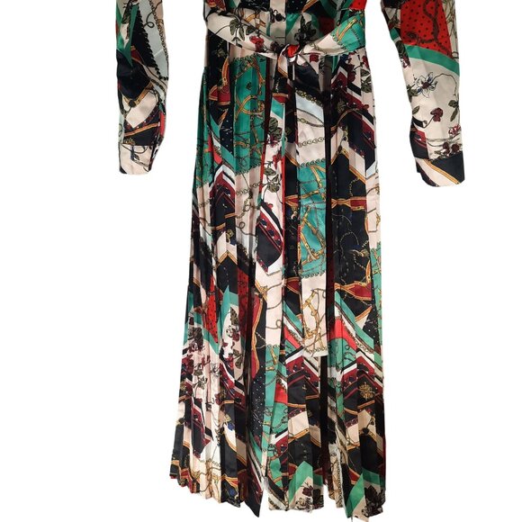 Eien Pleated Geometric Print Collar Midi dress - Picture 5 of 11